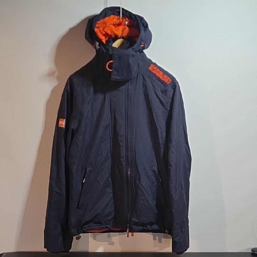Men's Navy and Orange Hooded Jacket